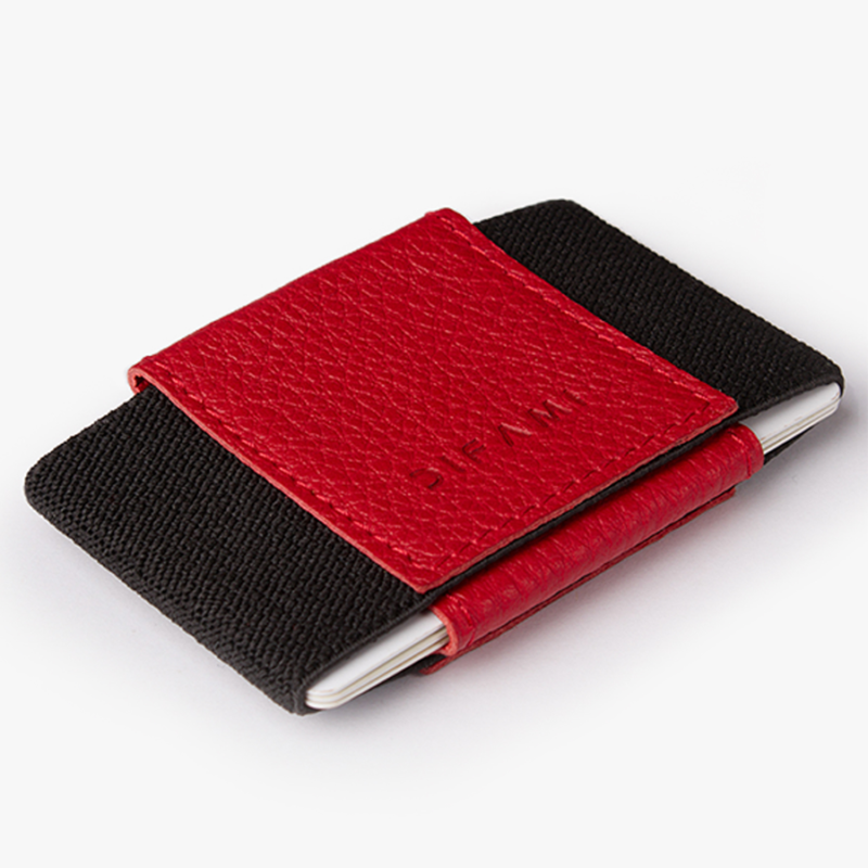 Minimal Deri Cüzdan Kartlık Kırmızı